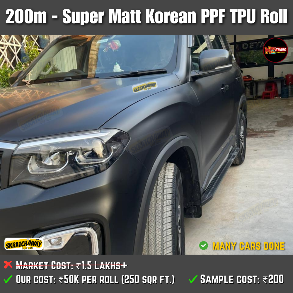 200m - Korean Matt PPF TPU Roll | Skratchaway Matt PPF TPU