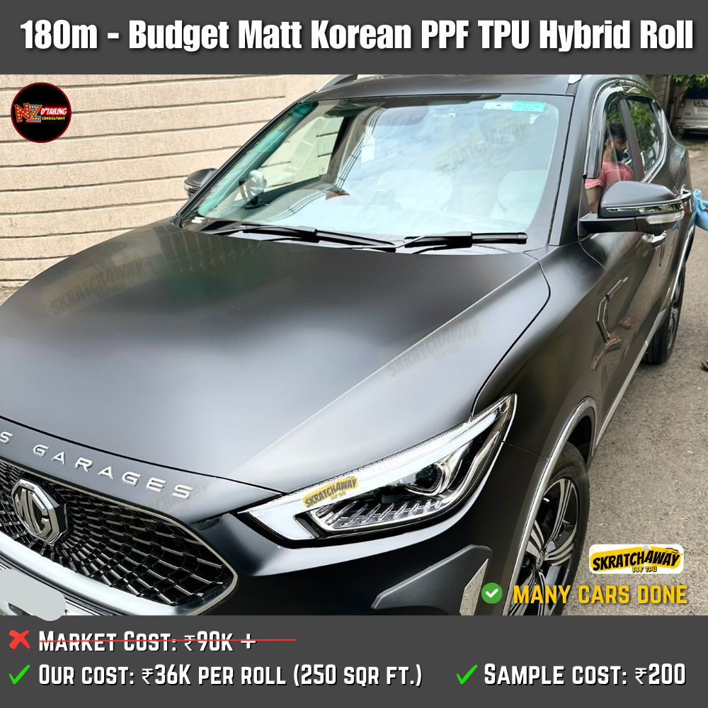 180m - Budget Grade Korean Matt PPF Roll | Skratchaway Matt PPF TPU Hybrid