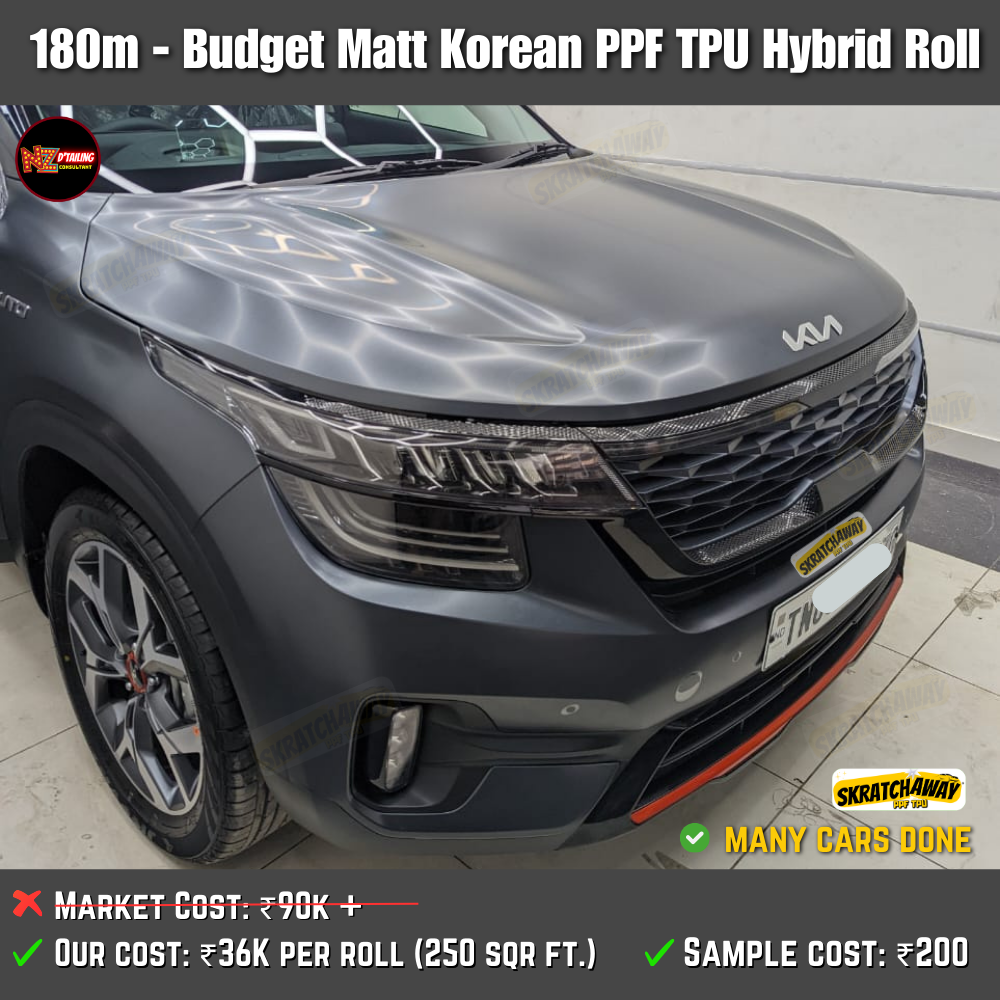 180m - Budget Grade Korean Matt PPF Roll | Skratchaway Matt PPF TPU Hybrid