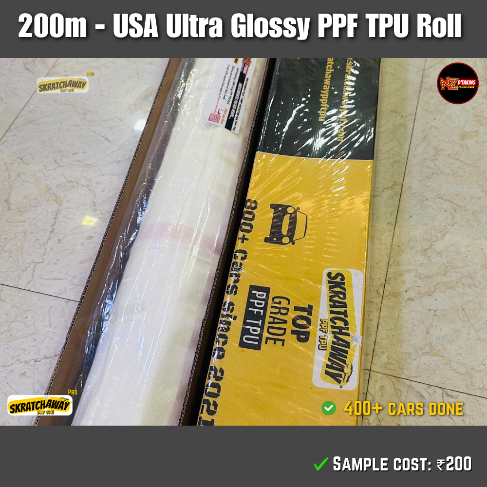 200m USA Ultra Glossy PPF TPU Roll with Self Healing | Skratchaway™ Pro