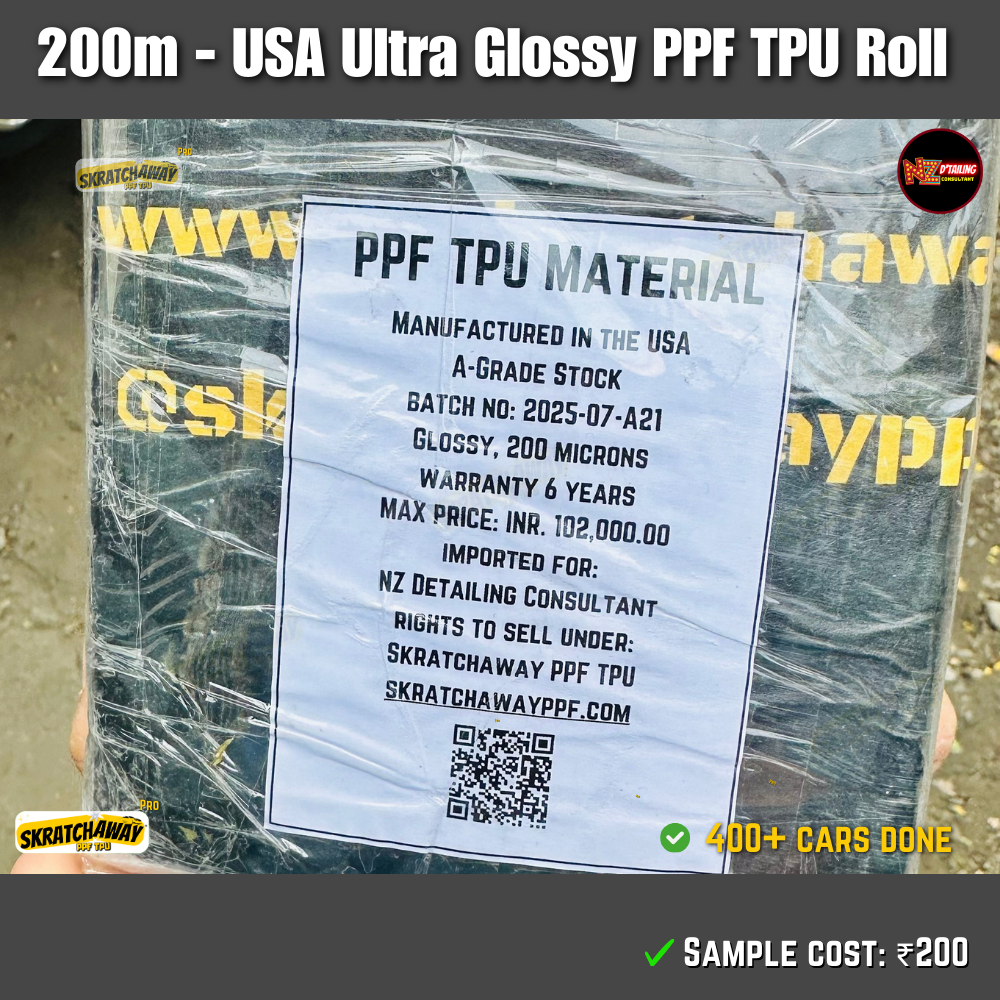200m USA Ultra Glossy PPF TPU Roll with Self Healing | Skratchaway™ Pro