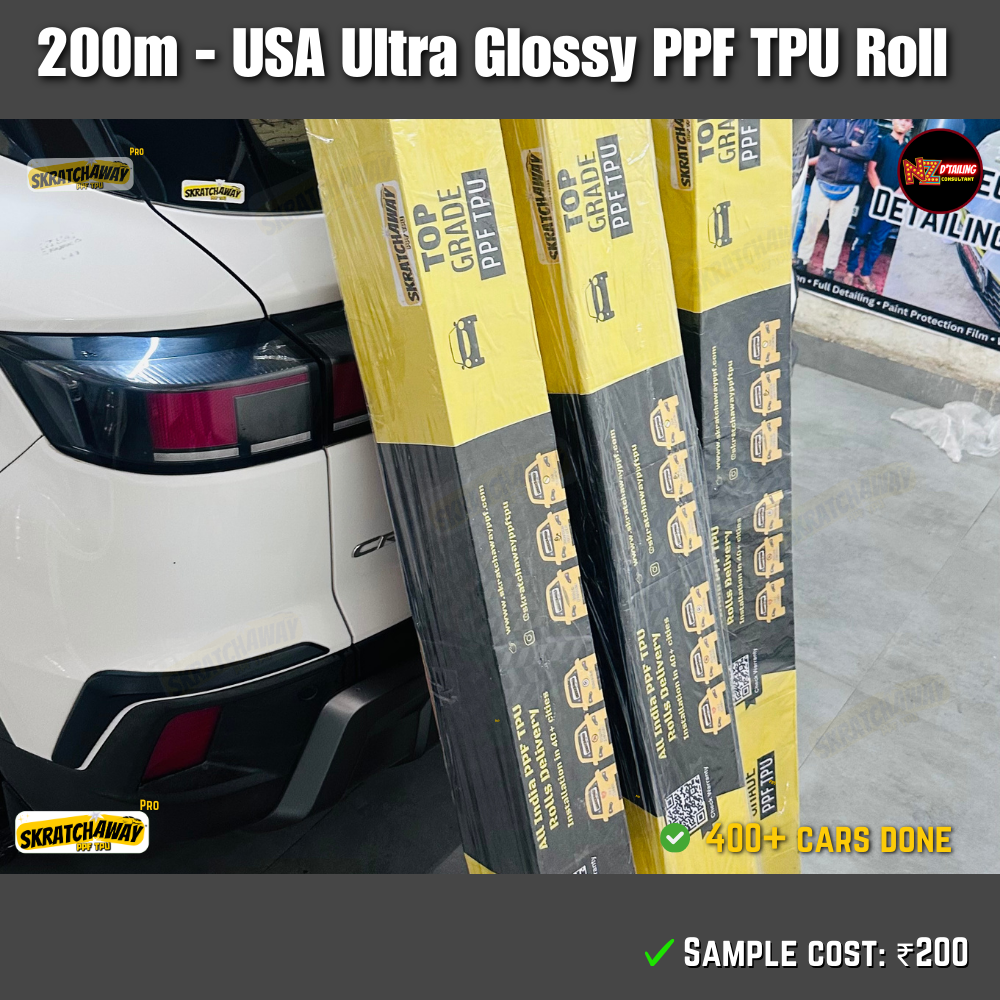 200m USA Ultra Glossy PPF TPU Roll with Self Healing | Skratchaway™ Pro
