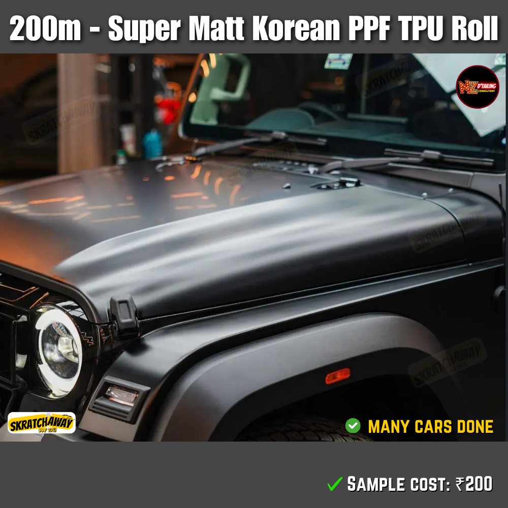 200m - Korean Matt PPF TPU Roll | Skratchaway Matt PPF TPU